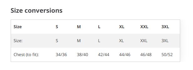 HVJ420 size guide