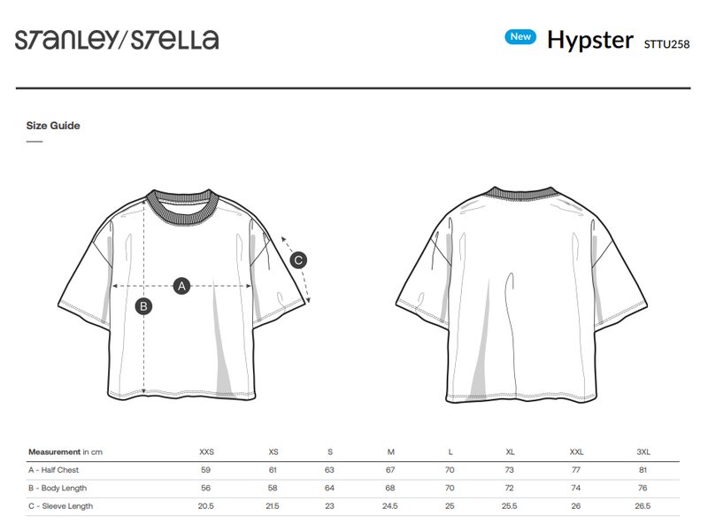 STTU258 size guide