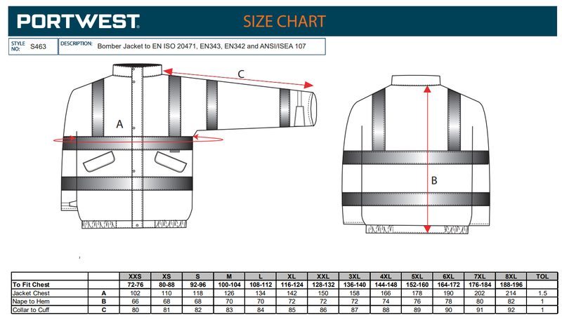 S463 size guide