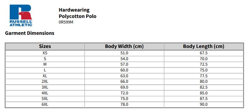 0R599M0 size guide