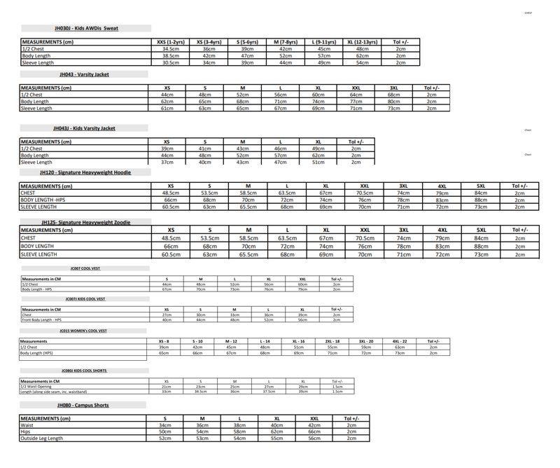 Page 3 size guide
