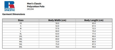 0R539M0 size guide