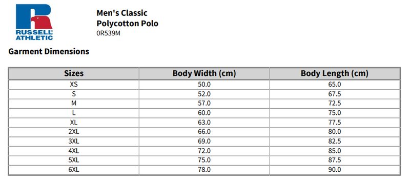 0R539M0 size guide