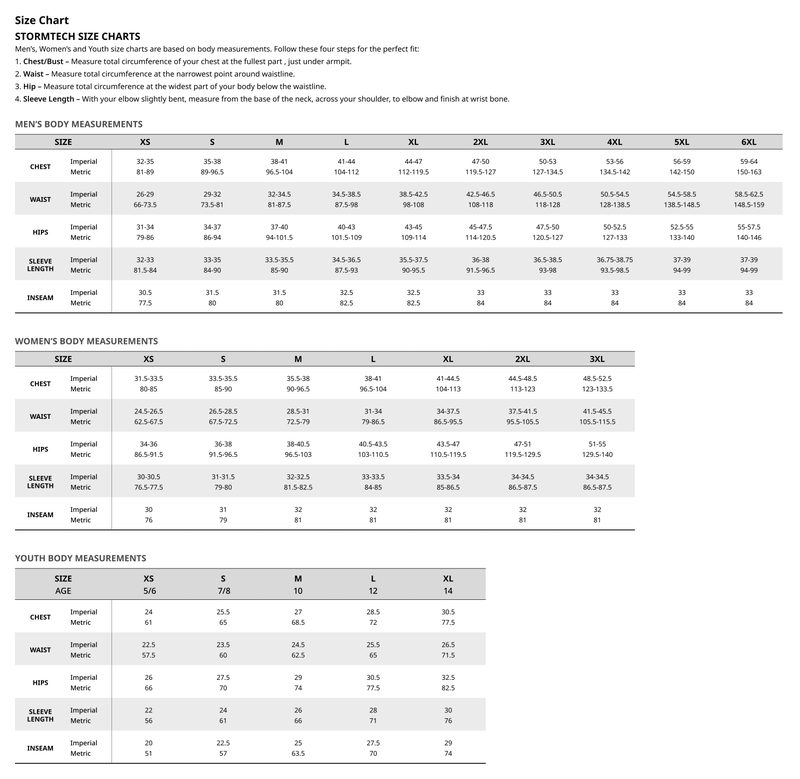All Products size guide