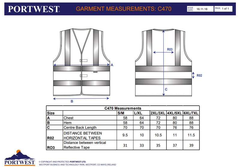 C470 size guide