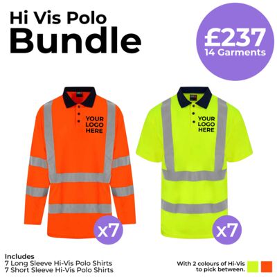Hi Vis Polo Bundle - 7 Short Sleeve and 7 Long Sleeve Thumbnail