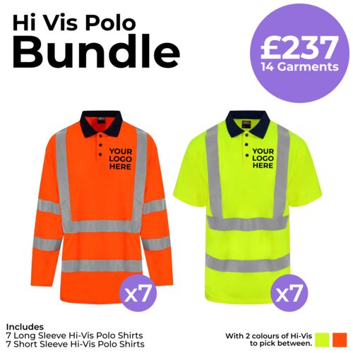 Hi Vis Polo Bundle - 7 Short Sleeve and 7 Long Sleeve Thumbnail